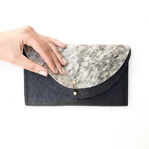 NEW Handmade genuine leather and cowhide hair wallet